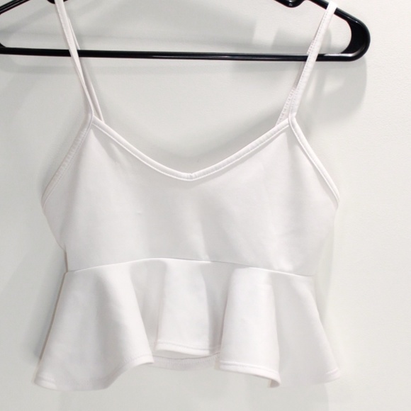 White Flowy Crop Top - Picture 1 of 4